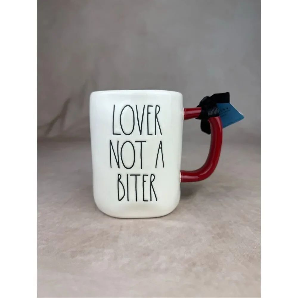 NEW Rae Dunn "LOVER NOT A BITER!" Looney Tunes Double Sided Taz  Mug 2022